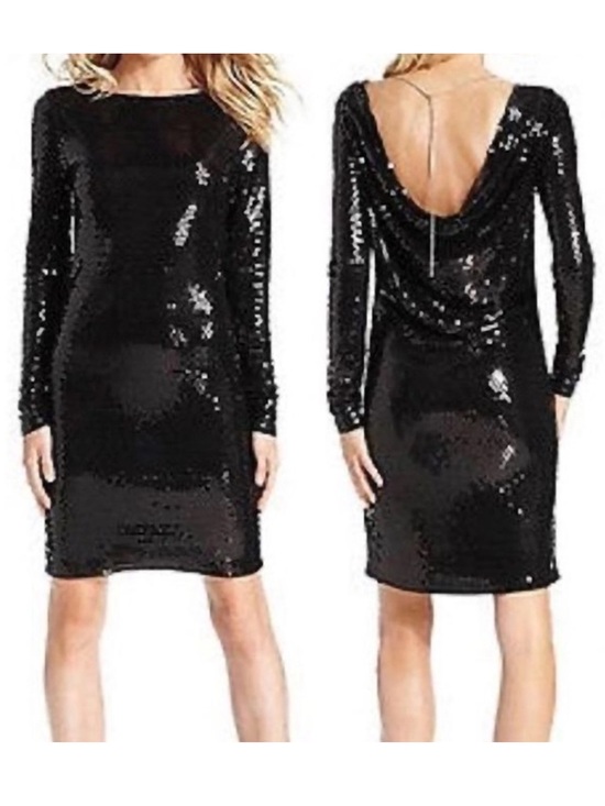 Michael Kors Dresses & Skirts - Michael Kors Black Sequin Draped Neck Long Sleeve Dress